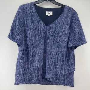 DR Flowy Blouse Size 22W Plus‎ Size Women's Top Blue Wavy Lined